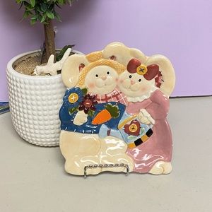 Vintage CKAO Easter Lovely Bunnies 3D Embossed Canape Platter